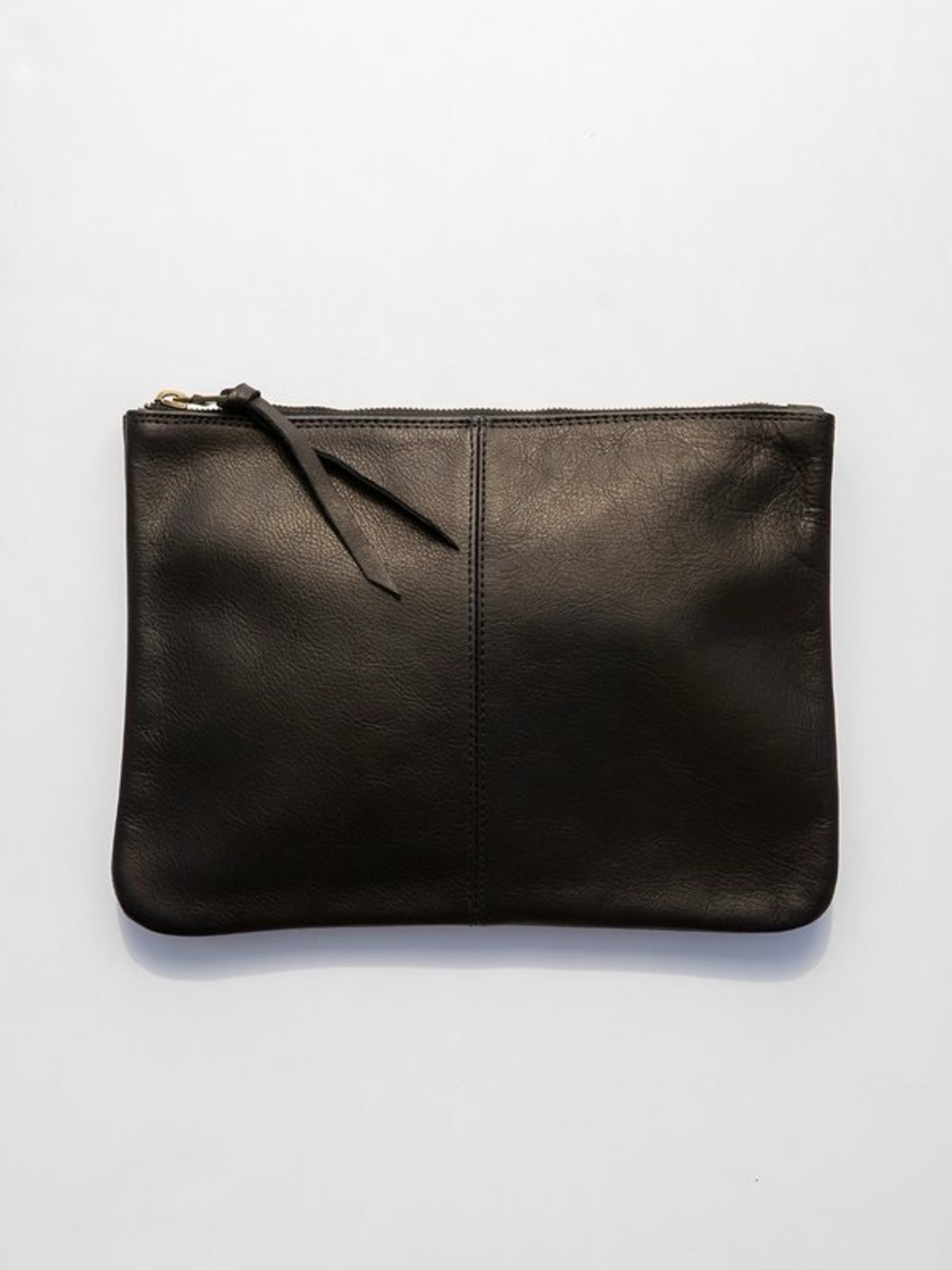 Erica Tanov Black Leather Zip Clutch